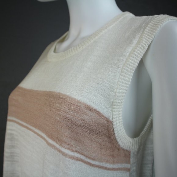 Anthropologie left of center Open Knit Tunic Sleeveless S Sheer Cream Blush - Picture 4 of 7